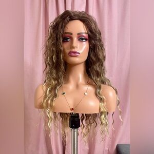 Brown to Blonde Ombré Synthetic Curly Wig